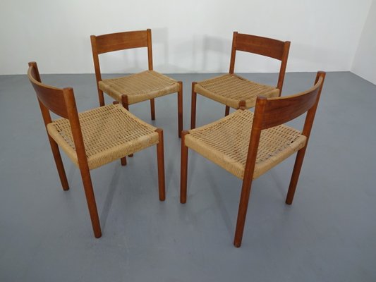 Teak Papercord Dining Chairs by Poul M. Volther for Frem R jle 1960s Set of 4