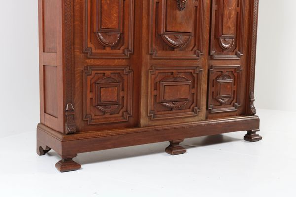Antique Dutch Oak Bookcase With Sliding Doors 1890s For Sale At
