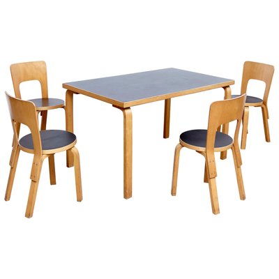 Tavolo e sedie da pranzo vintage di Alvar Aalto, anni '70 in sedie e tavoli anni 70