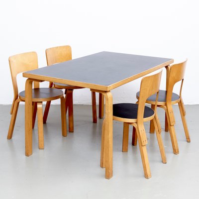 Vintage Dining Table And Chairs By Alvar Aalto 1970s For Sale At Pamono