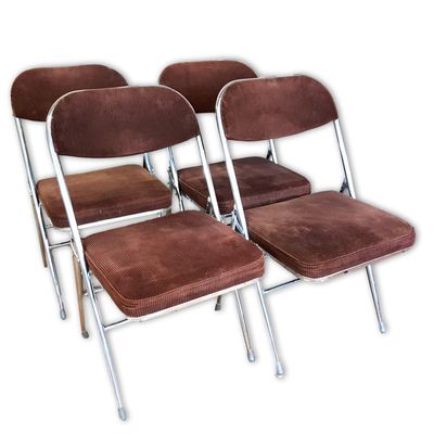 Sillas de comedor plegables vintage de cuerda en marrón. Juego de 4 ... Sillas de comedor plegables vintage de cuerda en marrón. Juego de 4 ...
