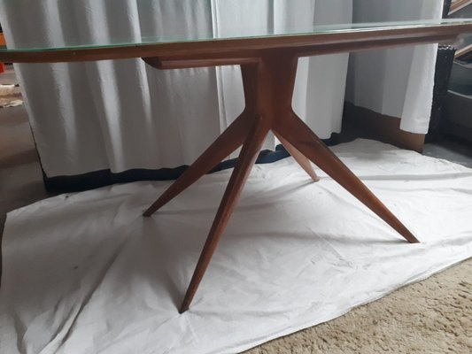 Mid Century Cherrywood And Green Gl Dining Table
