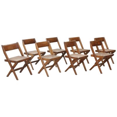 Library Chairs By Pierre Jeanneret 1960s Set Of 8 For Sale At Pamono