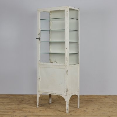 Vintage Industrial Iron Glass Medicine Cabinet 1940s For Sale