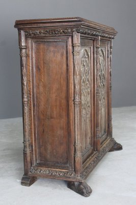 Antique French Oak Walnut Gothic Cupboard For Sale At Pamono