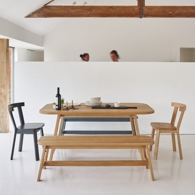 Small Grey Lacquered Beech Dining Table, Country Dining Table And 4 Chairs