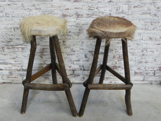 Vintage Cowhide Bar Stools 1970s Set Of 2 For Sale At Pamono