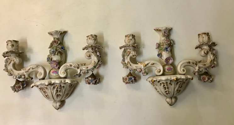 Capodimonte Porcelain Sconces 1950s Set Of 2 For Sale At Pamono