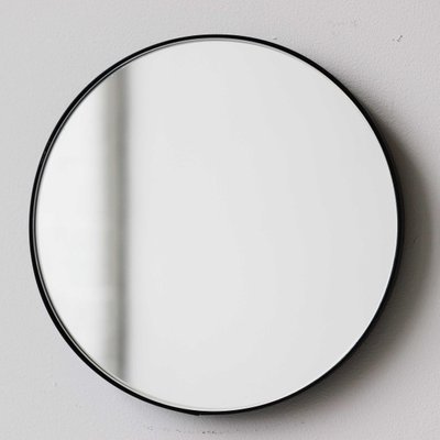 Silver Orbis Round Mirror With Black, Round Mirror Black Frame