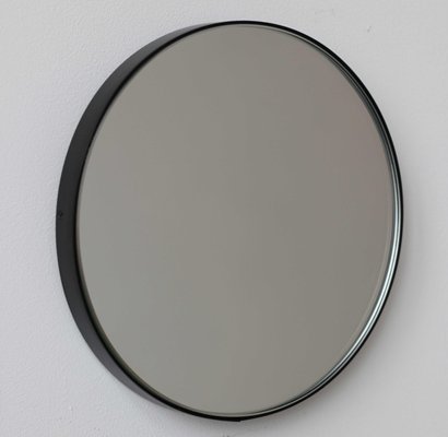 Small Silver Orbis Round Mirror With, Round Mirror Black Frame