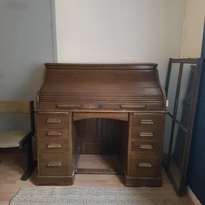 Vintage Oak Roll Top Desk From Lebus For Sale At Pamono