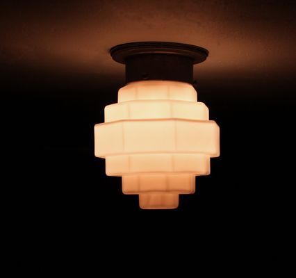 Scandinavian Functionalist Flush Mount Ceiling Light 1950s For