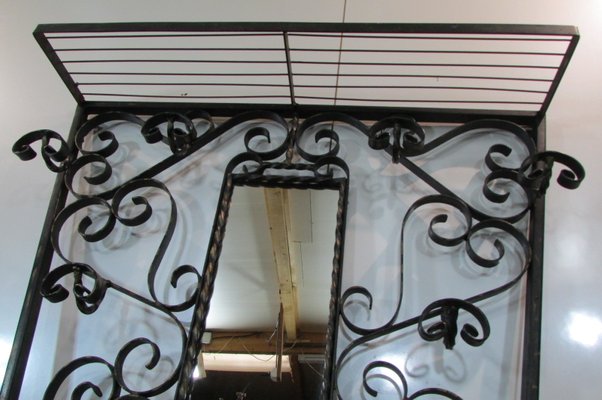 Vintage Wall Mounted Wrought Iron Coat, Wrought Iron Coat Rack With Hooks And Legs