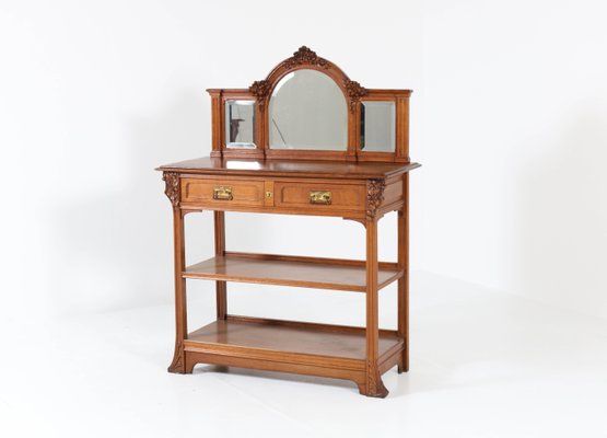 Art Nouveau French Oak Buffet With Mirror 1900s For At Pamono Art Nouveau French Oak Buffet With