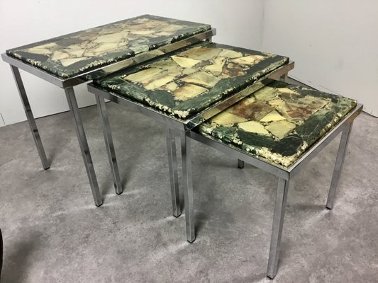 Marble and chrome 2024 nest of tables