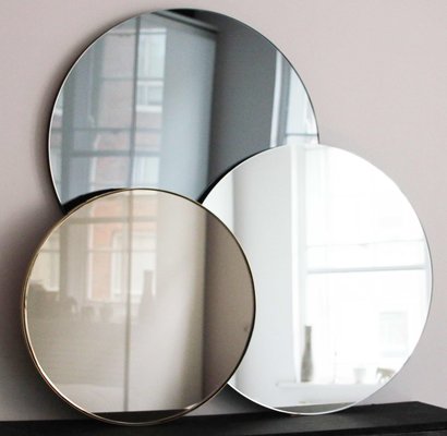 Small Silver Orbis Round Frameless, What Is A Frameless Mirror
