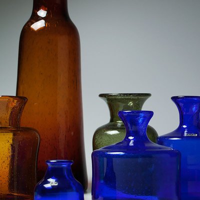 Bubble Glass Vases By Erik Hoglund For Boda 1950s Set Of 9 For