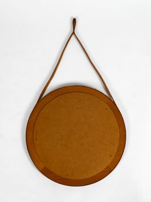 Danish Teak Wall Mirror With Leather, Mirror With Leather Strap