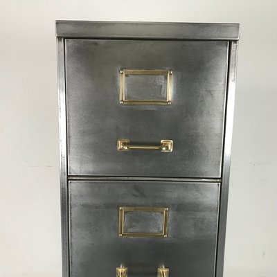 Vintage Polished Steel 4 Drawer Filing Cabinet For Sale At Pamono