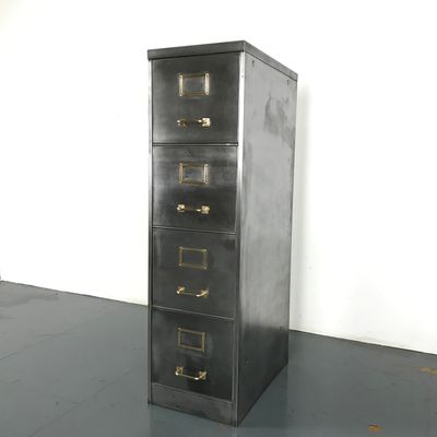 Vintage Polished Steel 4 Drawer Filing Cabinet For Sale At Pamono