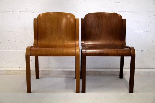 Italian Mid Century Mito Curved Plywood Chairs By Carlo Bartoli For Italian Mid Century Mito Curved Plywood Chairs By Carlo Bartoli For T70 1969