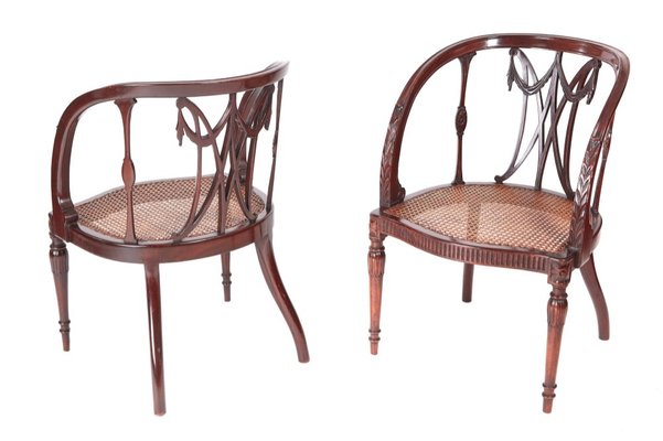 Antique Mahogany Hepplewhite Style Library Chairs, 1880, Set Of 2 Antique Mahogany Hepplewhite Style Library Chairs, 1880, Set of 2 1 - Antique Mahogany Hepplewhite Style Library Chairs, 1880, Set Of 2