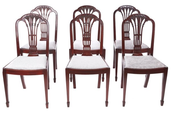 Sillas de comedor antiguas de caoba. Juego de 6 en venta en Pamono Sillas de comedor antiguas de caoba. Juego de 6 en venta en Pamono