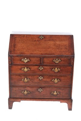 Antique Oak Bureau With Original Br Handles For At Pamono Antique Oak Bureau With Original Br