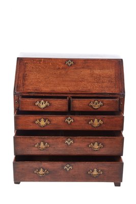 Antique Oak Bureau With Original Brass Handles For Sale At Pamono