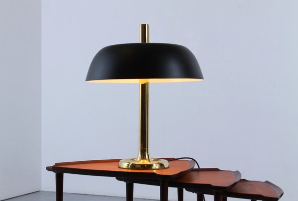 Black and Brass Mushroom Table Lamp by Black & Brass Rounded Desk Lamp | Desk