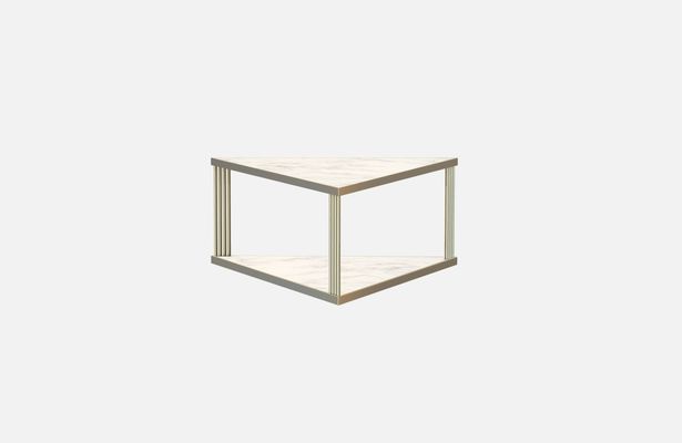 Large Br Plated Trecento Coffee Table With White Marble Top By Large Br Plated Trecento Coffee Table With White Marble Top By Alex Baser For Miist