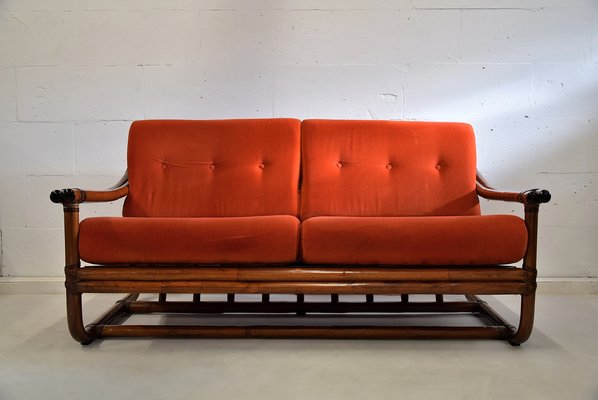 Italian 2 Seater Bamboo Lounge Sofa 1960s Italian 2 Seater Bamboo Lounge Sofa 1960s
