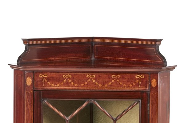Edwardian Mahogany Inlaid Corner Cabinet For Sale At Pamono