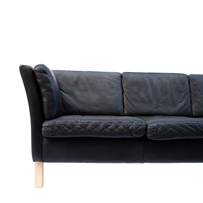 Vintage Danish Black Leather Sofa For At Pamono Vintage Danish Black Leather Sofa 2
