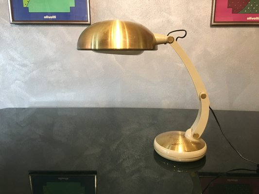 Brass Plastic Galvanized Metal Table Lamp 1970s