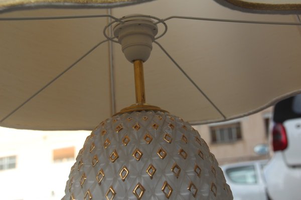 Italian Brass Glass Gold Pineapple Table Lamp 1970s