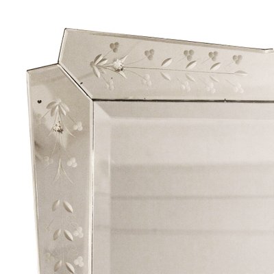 Rectangular Beveled And Etched Mirror 1940s For At Pamono Rectangular Beveled And Etched Mirror
