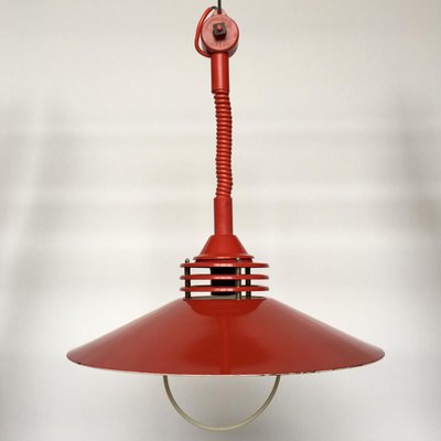 Vintage Estonian Red Metal Pendant Lamp 
