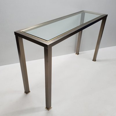 Vintage Industrial Brushed Steel Gilt Console Table From Belgo Chrom 1980s For Sale At Pamono