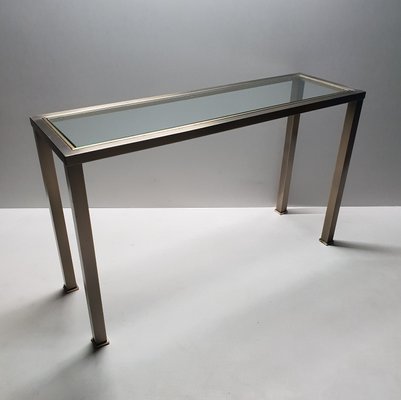Vintage Industrial Brushed Steel Gilt Console Table From Belgo Chrom 1980s For Sale At Pamono