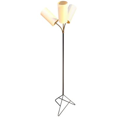 Mid Century Danish Floor Lamp With Three Adjustable Lights For