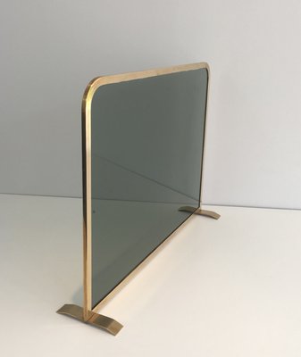 Brass And Tempered Glass Fireplace Screen 1970s For Sale At Pamono