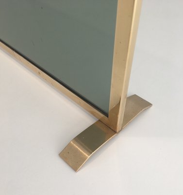 Brass And Tempered Glass Fireplace Screen 1970s For Sale At Pamono