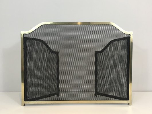 Gilded Metal Brass And Grill Fireplace Screen 1940s For Sale At