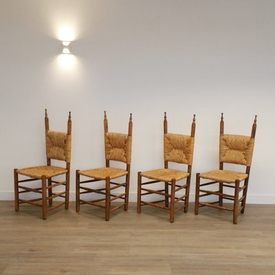 Vintage Spanish Rush Chairs 1950s Set Of 4