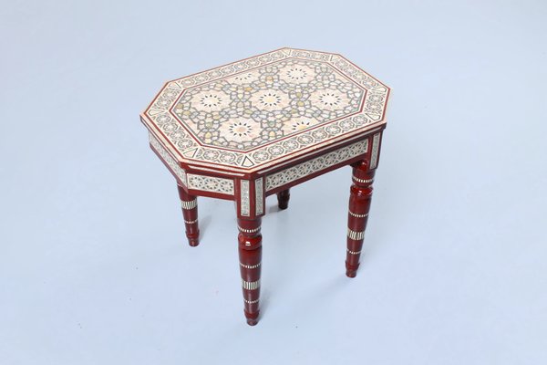 Egyptian Style Mosaic Inlay Side Table 1970s Egyptian Style Mosaic Inlay Side Table 1970s