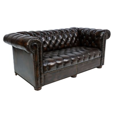 Chesterfield Tufted Leather Love Seat Sofa 1970s For Sale At Pamono