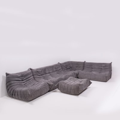 Grey Togo Modular Sofa Footstool By Michel Ducaroy For Ligne Roset 1970s Set Of 5