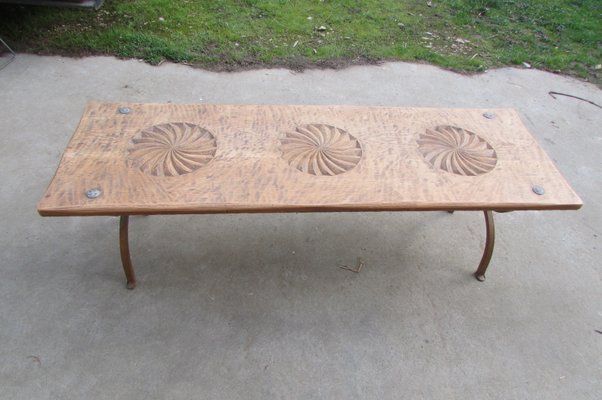 Vintage Oak And Wrought Iron Coffee, Wrought Iron Coffee Table Outdoor