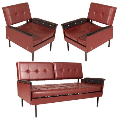 Italian Cubist Iron Faux Leather, Faux Leather Daybed